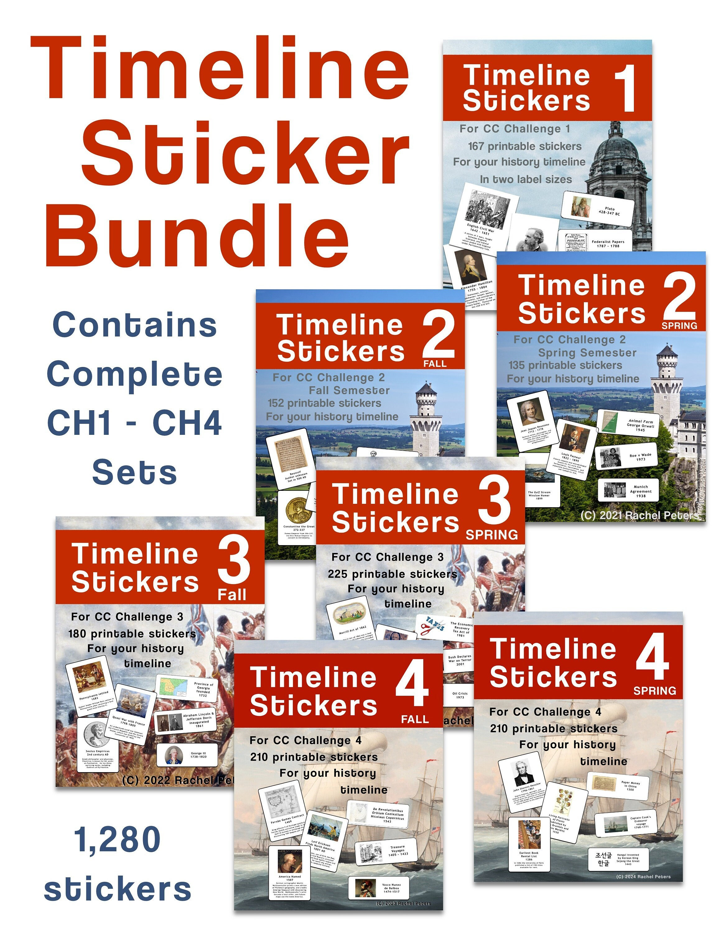 Timeline Sticker Bundle for Challenge 1 - Challenge 4 to Print