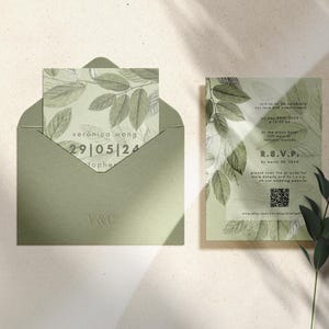DIGITAL PRINTABLE 5x7 Wedding Invitation Template - Leaves