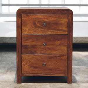 Naya 3 Drawer Mid Century Modern Nightstand