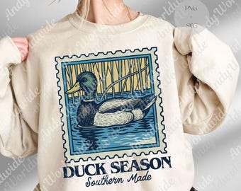 Canard saison PNG, sublimation de timbre rétro canard colvert, canard du sud chasse Png, Sublimation de la faune Svg, pavillon de chasse, graphique vintage
