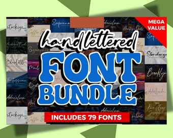 Mega Handlettered Font Bundle, Procreate Font, Vintage Canva Fonts, Fontes Bonitas, Fontes Bonitas, Fontes Manuscritas, Fonte Bonita De Amor