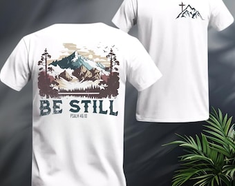 Be Still Psaume 46:10 Mountains Cross PNG, téléchargement numérique foi chrétienne