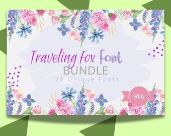 Bundle de polices Travelling Fox, polices de caractères vintage toile, polices Cricut, belles polices de caractères, polices manuscrites