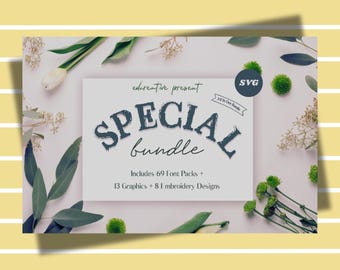 L'offre spéciale tout-en-un | Vente| Polices de caractères vintage Canvas| Polices Cricut Silhouette Design Space | DXF | ttf