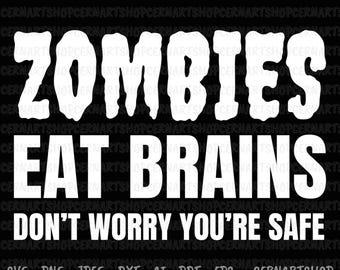 Zombier äter hjärnor SVG, rolig Halloween-design (digitala filer)