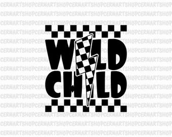 Wild Child Lightning Bolt SVG, Kids Shirt Design (Digital Download)