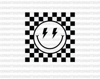 Cara sonriente a cuadros SVG, PNG, clipart (descarga digital)