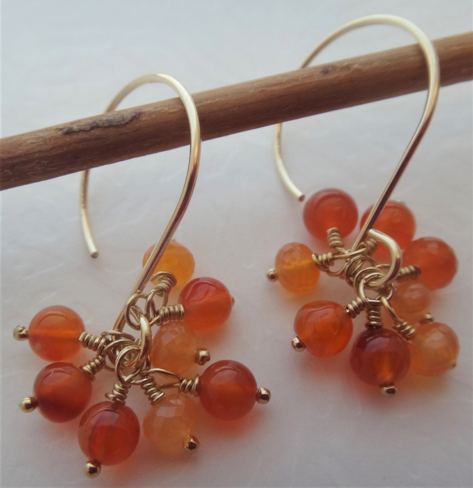 Gemstone Earrings Orange Gold Earrings Orange Gemstone Etsy UK