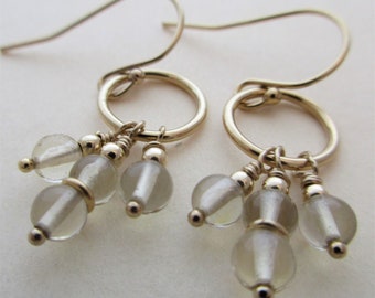 Gemstone earrings gemstone drop earrings round gemstone earrings moonstone gold fill circle earrings round moonstone gold earrings handmade