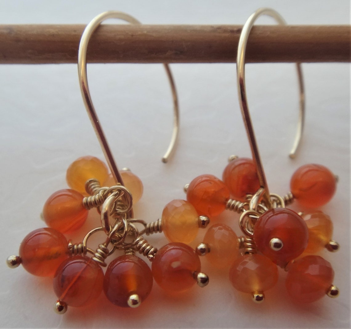 necklace and earring set orange gems necklace and earring set orange gems