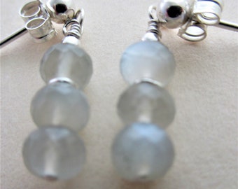 Gemstone earrings gemstone stack earrings gemstone post earrings moonstone stack earrings moonstone silver stack post earrings handmade