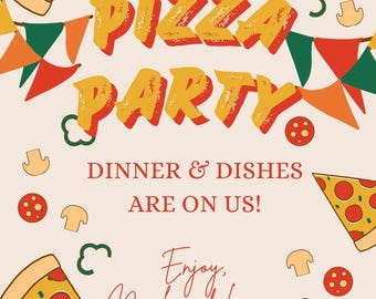Fiesta de pizza: ¡la cena y los platos corren por nuestra cuenta! Plantilla de regalo