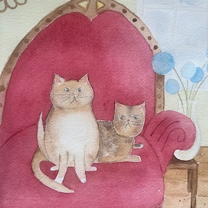 Cat, cat painting, cat original watercolor, cat wall art, cat wall decor, cat watercolor painting, cat wall art, cat artwork, armchair cat