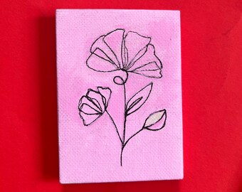 Minimalist painting, miniature painting on canvas, small canvas painting, desk art, line drawing, small painting, miniature art, artwork