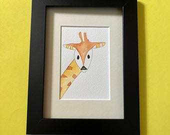Giraffe, giraffe original watercolor, zoo animal, giraffe painting, giraffe wall art, giraffe wall decor, giraffe artwork, nursery wall art