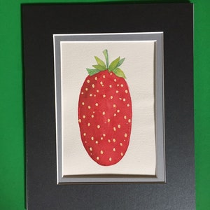 Strawberry original watercolor painting, food art, kitchen wall art, food wall art, fruit watercolor painting, strawberry artwork, berry art