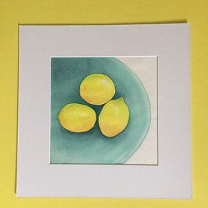 Lemon, lemon art, lemon artwork, lemon watercolor, lemon wall art, lemon painting citrus original art, lemon decor, kitchen wall art