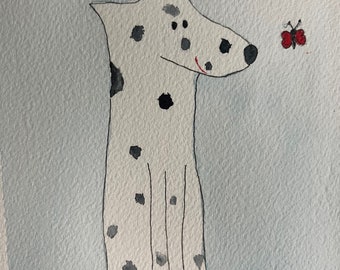 Dog, Dog original watercolor painting, dog wall art, dog wall decor, pet art, children's room art, nursery art, nursery decor, Dalmatian art