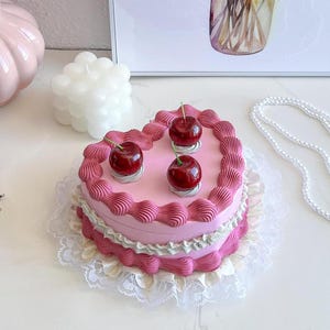 Joyero con forma de corazón y espejo: estilo vintage rosa