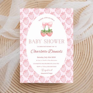 Berry Sweet Strawberry Shortcake Baby Shower Invitation, Berry Special Baby Is On The Way Theme, Fruit Baby Shower Invite, Digital Download
