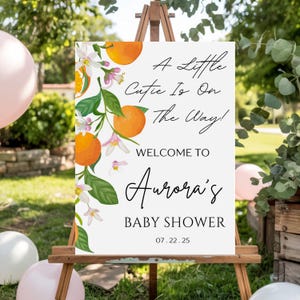 Little Cutie Baby Shower Welcome Sign, Gender Neutral Baby Shower Sign, Summer Orange Citrus Baby Shower Theme, Digital Download