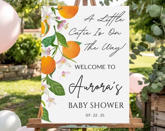 Lilla sötnos babyshower-välkomstskylt, könsneutral babyshower-skylt, sommar orange citrus babyshower-tema, digital nedladdning