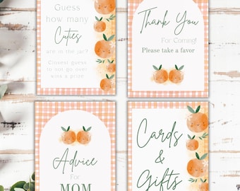 Little Cutie Baby Shower Table Signs, Little Cutie Party Decor, Editable Clementine Baby Shower Signs, Instant Digital Download Templets
