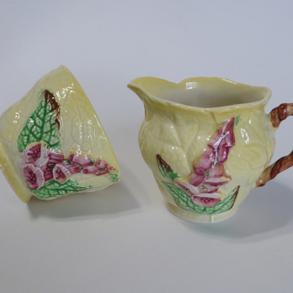 Carlton Ware Foxglove Creamer and Open Sugar Bowl Set 1883