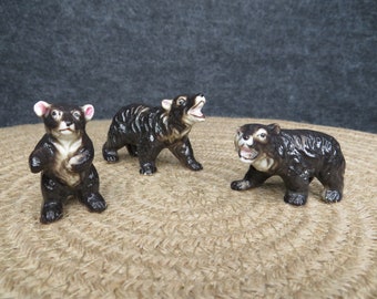 Vintage Black Bear Family Figurines