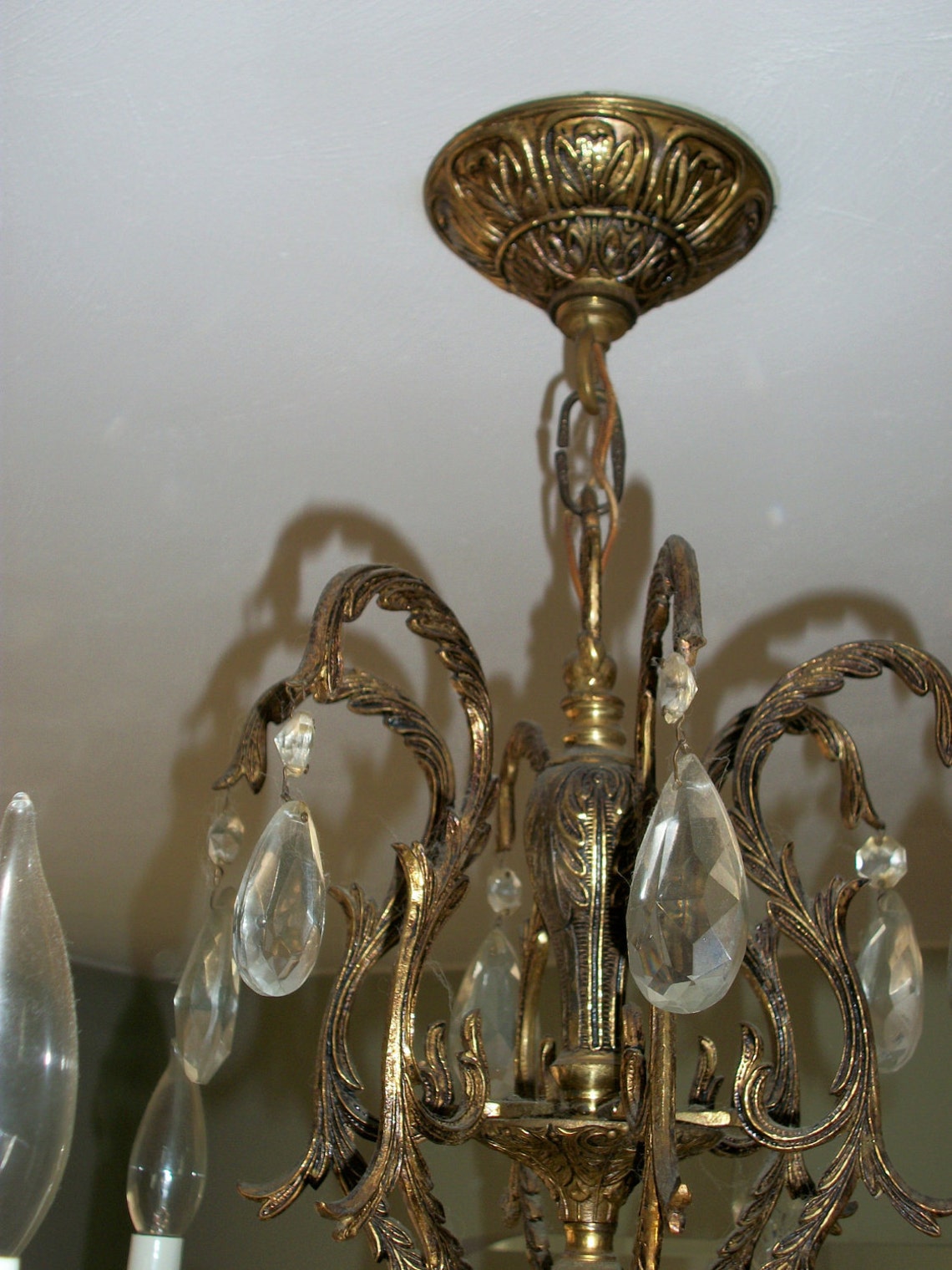 Vintage Brass Candelabra Chandelier Six light Pendant Ceiling Etsy