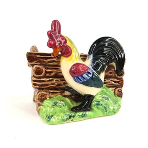 Vintage Porcelain Rooster Planter Imperfect Country Home Decor