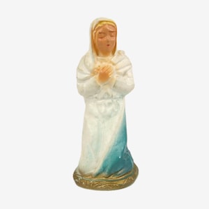 Vintage Chalkware Nativity Virgin Mary Figure 3.5 inch