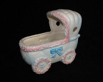 Vintage Porcelain Baby Buggy Carriage Planter Relpo 5427b