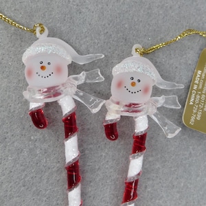 Acrylic Snowman Candy Cane Christmas Tree Ornament by Roman Inc