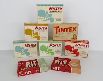 Vintage Lot Tintex & Rit Fabric Dye Mid Century Laundry Textile Collectibles