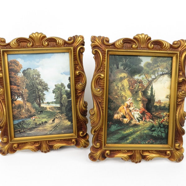 Vintage Framed Prints Hollywood Regency Home Decor The Cornfield & Charms Of Life Champetre