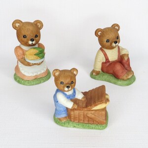 Vintage Teddy Bear Family Picnic Figurines Homco Set 1462