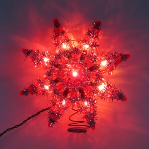 Vintage Red Star Christmas Tree Topper Silver Garland image 3
