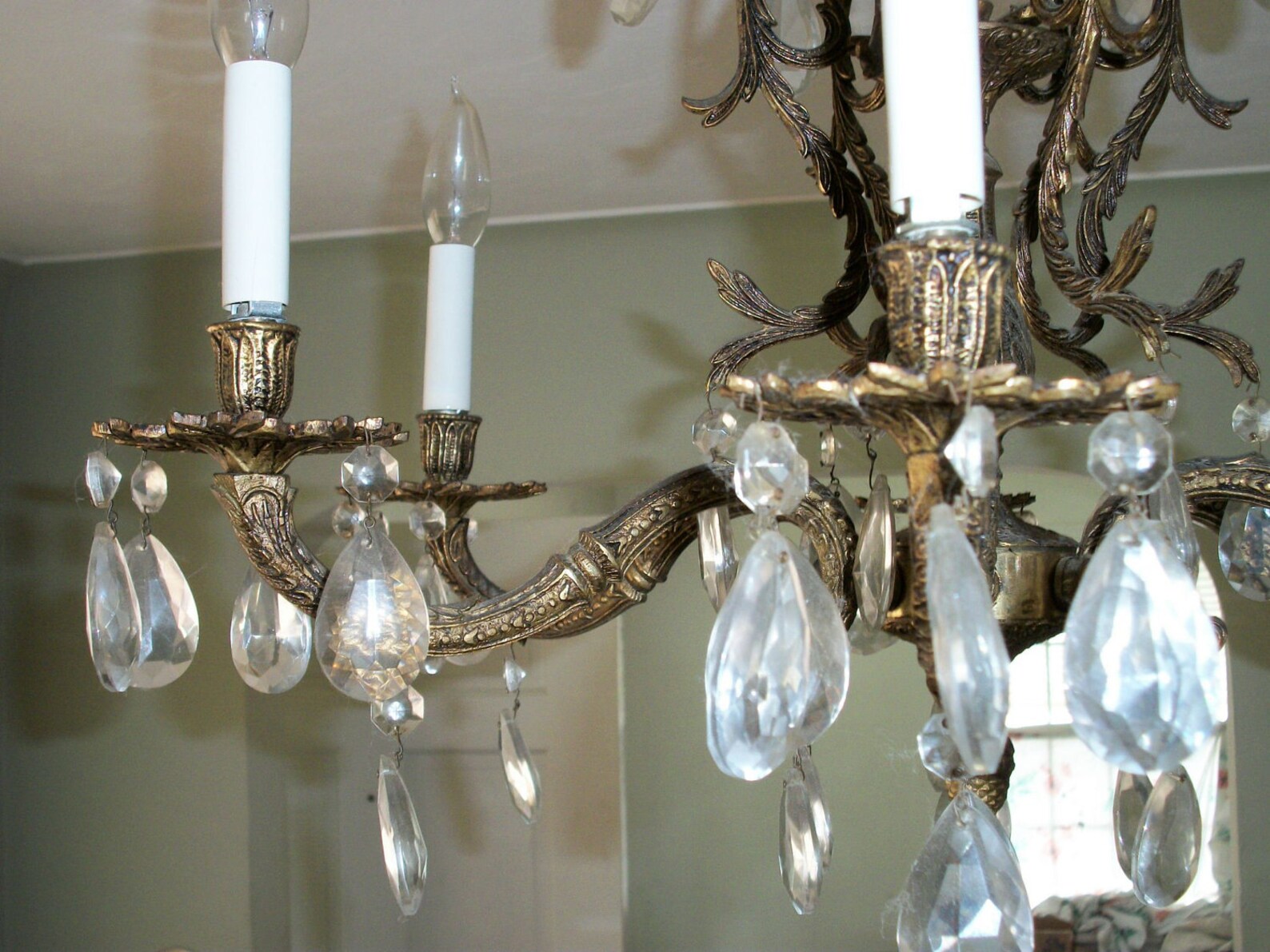 Vintage Brass Candelabra Chandelier Six light Pendant Ceiling Etsy