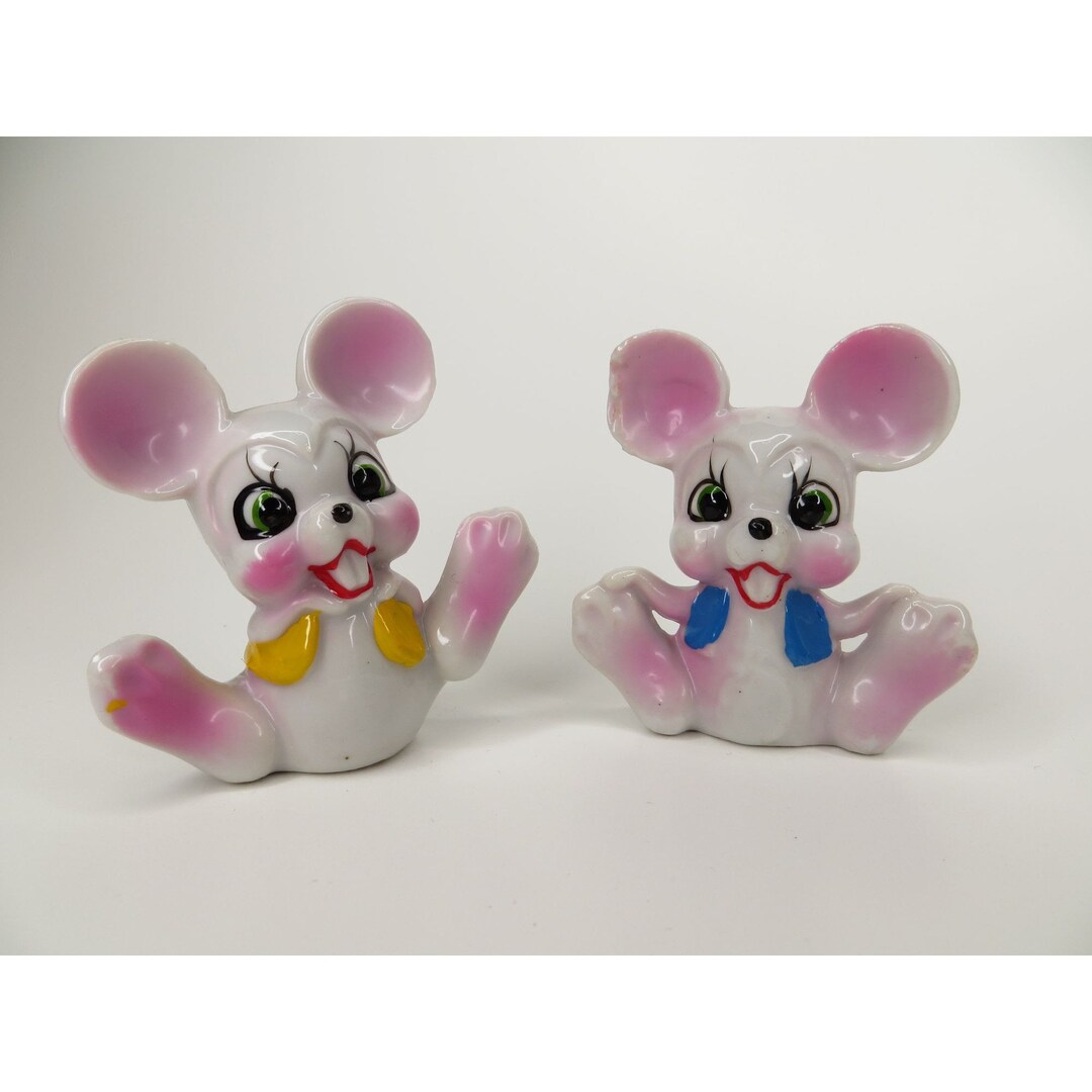 2 Vintage Mice Figurines Made in Japan Mouse Collectibles Etsy