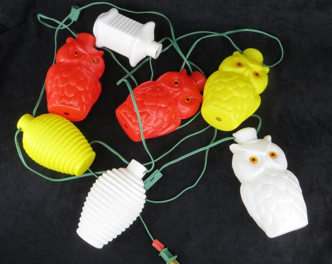 Vintage Blow Mold Owl & Lantern Party String Lights RV Camper Etsy