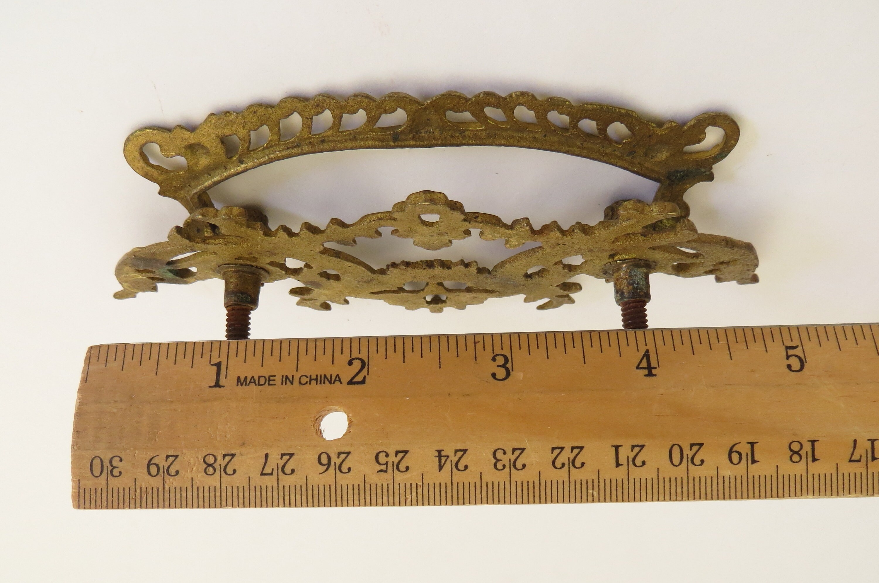 Vintage Ornate Brass Drawer Pull Handle with Drop Bail 3 inch Etsy