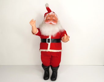 Vintage Plastic Santa Claus Doll with Rubber Face
