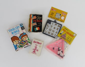 Vintage Lot of Rack Toy Games Tiddledy Winks Old Maid Slide Puzzles