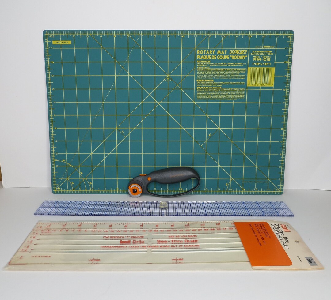 18 X 12 Olfa Cutting Mat Fiskars Rotary Cutter and Rulers Etsy