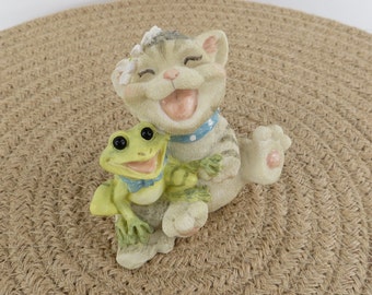 Vintage Laughables Cat and Frog Figurine Felix & Freddie Don't Worry Be Happy