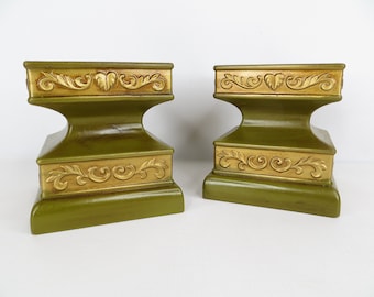 Pair of Vintage Pillar Candle Holders Hollywood Regency Home Decor