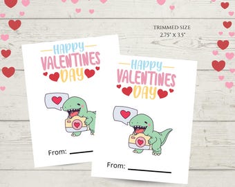 Printable Dino Valentine’s Day cards, Classroom Valentine’s Day Cards for kids, Valentine’s Day Gift Tags, Instant Download
