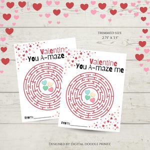 Printable Maze Valentine’s Day cards, Classroom Valentine’s Day Cards for kids, Valentine’s Day Gift Tags, Instant Download