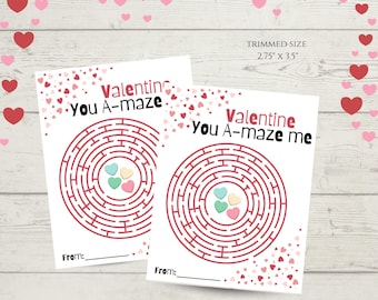 Printable Maze Valentine’s Day cards, Classroom Valentine’s Day Cards for kids, Valentine’s Day Gift Tags, Instant Download